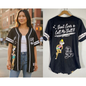 Lola Bunny Baseball Jersey Shirt Medium Looney Tunes Space Jam Vintage Button Up